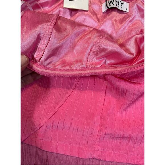 NWT Why Dress Pink Layered Off The Shoulder Crop Top Small - Picture 10 of 10